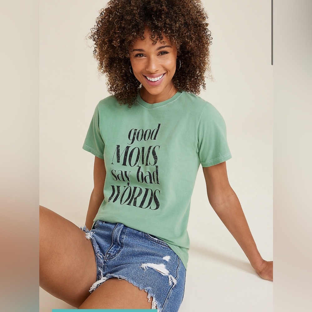 Green Graphic Tee with Black Text